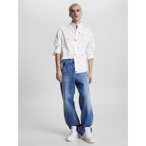 Tommy Jeans pánská bílá košile FLAG CRITTER - L (YBR)